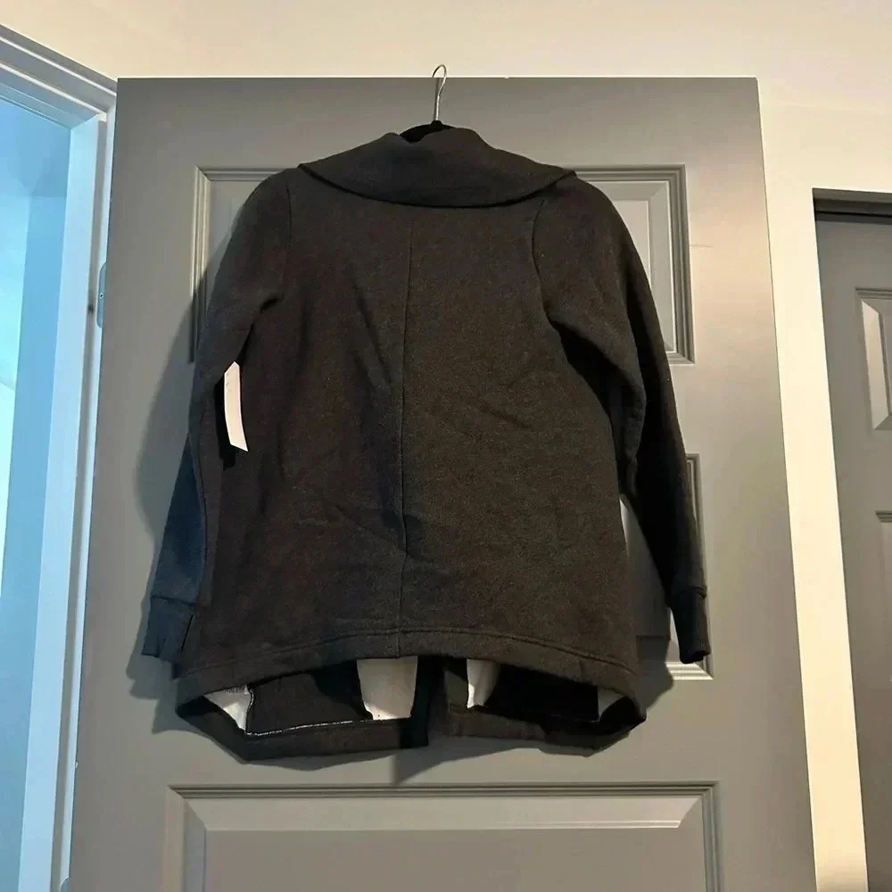 NWT Zella Girls Cara Wrap Cardigan Charcoal Grey Heather Size Medium + Small
